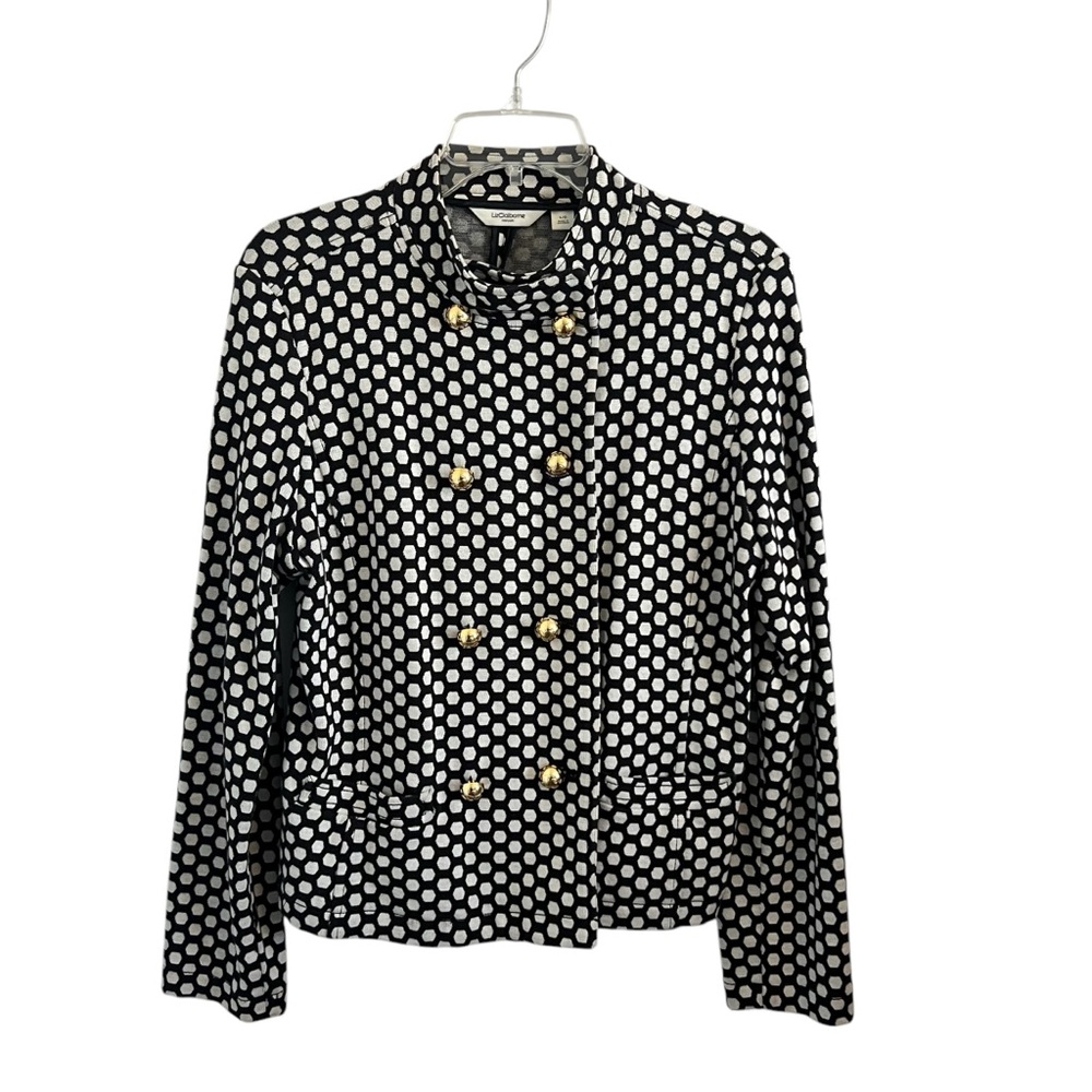 Liz Claiborne Black and White Polka Dot Jacket-Size Large